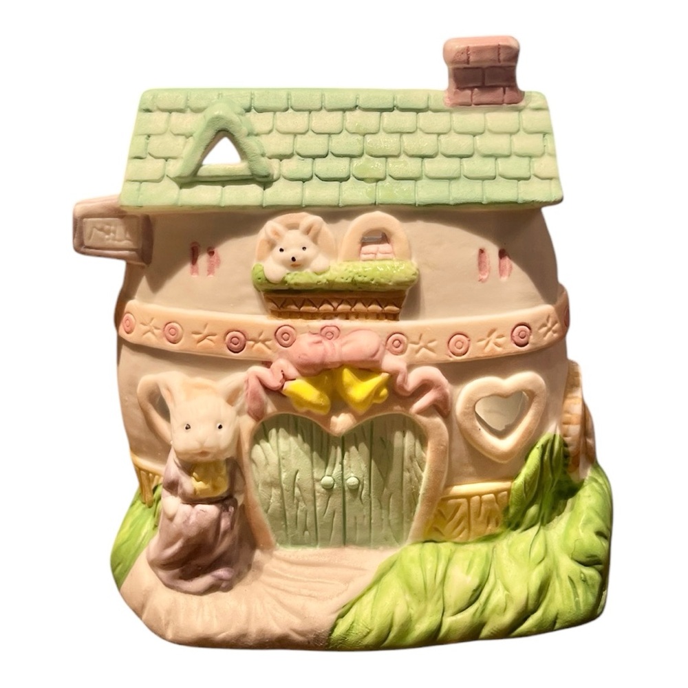 vintage Easter Bunny Village candle house